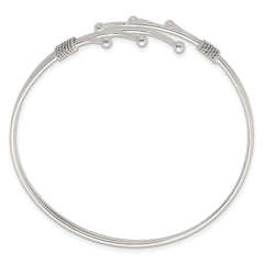 Sterling Silver Polished Twisted and Beaded Fancy Triple Band Cuff Bangle Bracelet QB1583