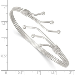 Sterling Silver Polished Twisted and Beaded Fancy Triple Band Cuff Bangle Bracelet QB1583