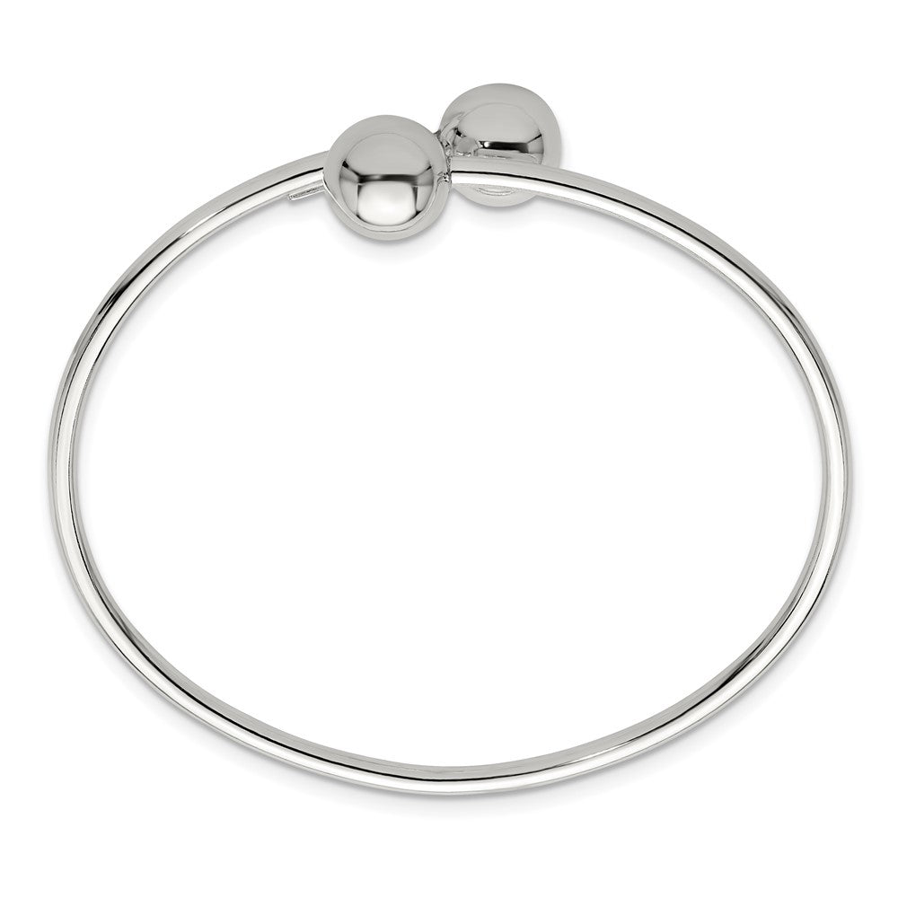 Sterling Silver Polished Ball Ends Flexible Cuff Bangle QB1586