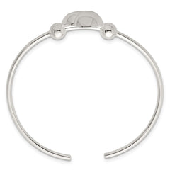 Sterling Silver Polished and Beaded Domed Heart Cuff Bangle QB1593