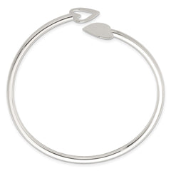 Sterling Silver Polished Double Heart Flexible Cuff Bangle QB1594