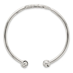 Sterling Silver Polished and Grooved Feather Cuff Bangle QB1596