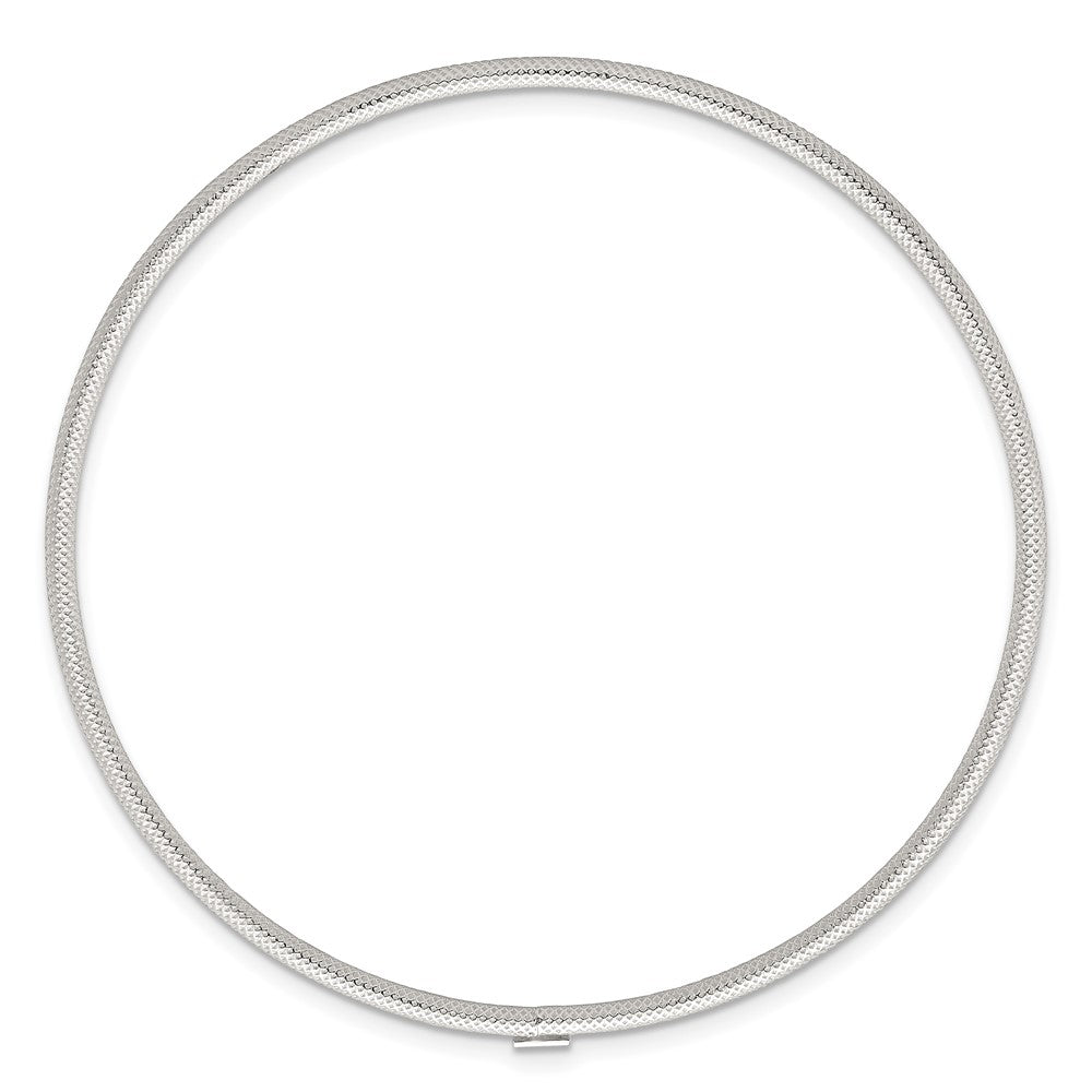 Sterling Silver Polished and Textured 2.00mm Slip-on Bangle Bracelet QB1602