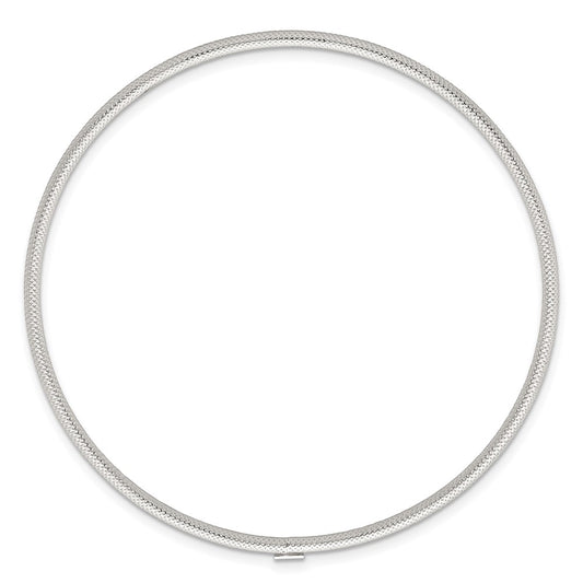Sterling Silver Polished and Textured 2.00mm Slip-on Bangle Bracelet QB1602