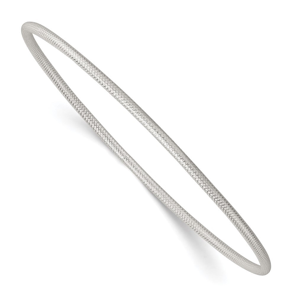 Sterling Silver Polished and Textured 2.00mm Slip-on Bangle Bracelet QB1602