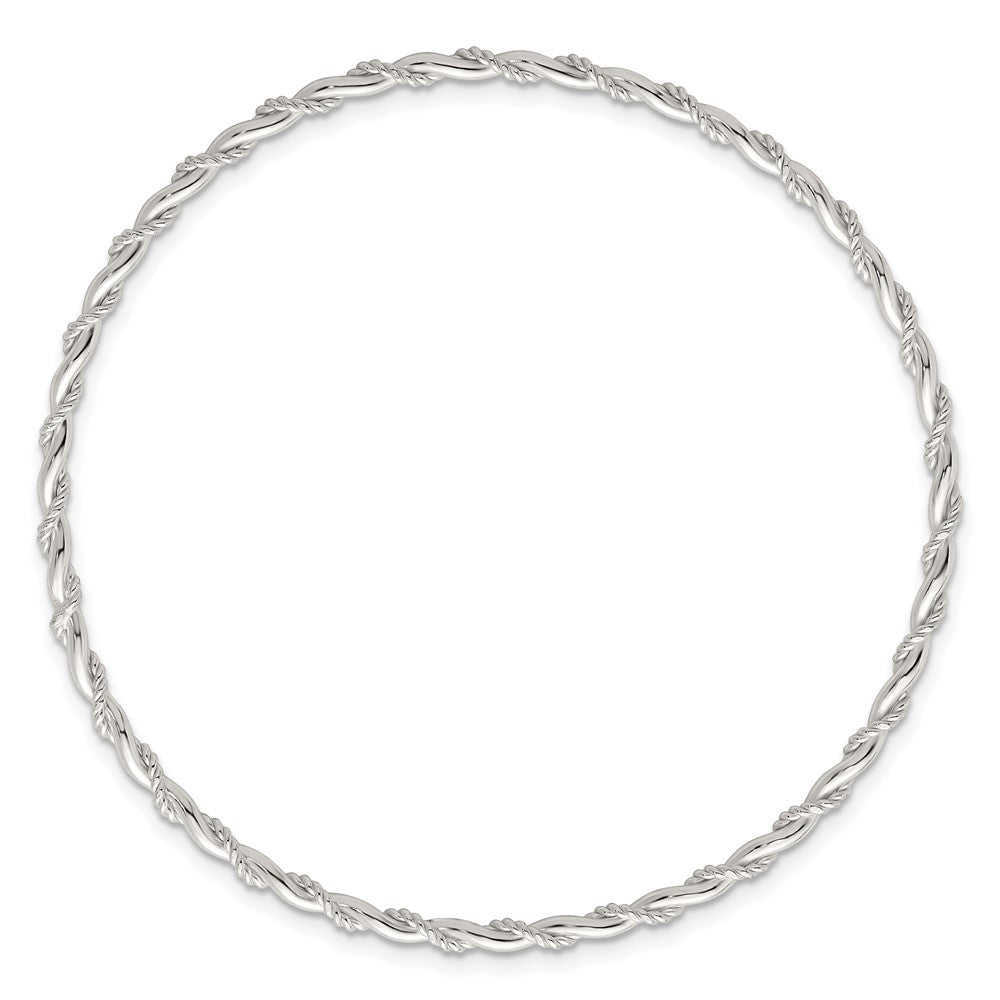 Sterling Silver Polished and Twisted 2.5mm Slip-on Bangle Bracelet QB1603