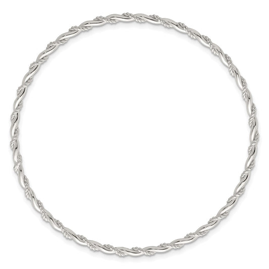 Sterling Silver Polished and Twisted 2.5mm Slip-on Bangle Bracelet QB1603