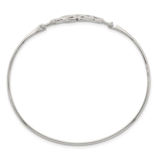 Sterling Silver Polished Double Trinity Knot Bangle QB1609