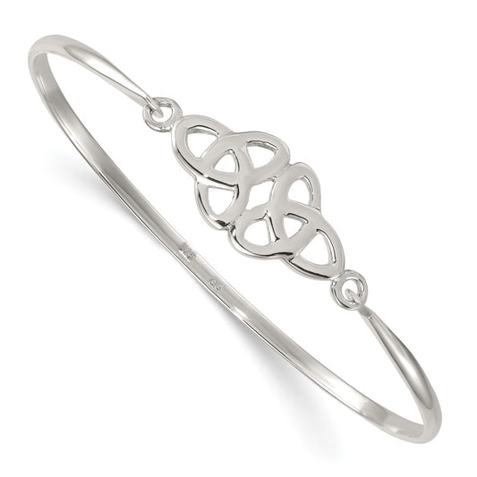 Sterling Silver Polished Double Trinity Knot Bangle QB1609