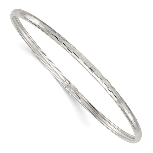 Sterling Silver Polished and Diamond-cut 3.0mm Flexible Bangle QB1614