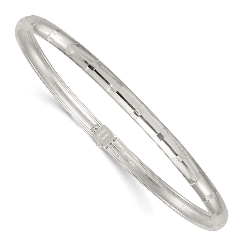 Sterling Silver Polished and Diamond-cut 4.0mm Flexible Bangle QB1615