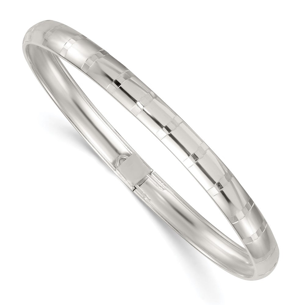 Sterling Silver Polished and Diamond-cut 6.0mm Flexible Bangle QB1616