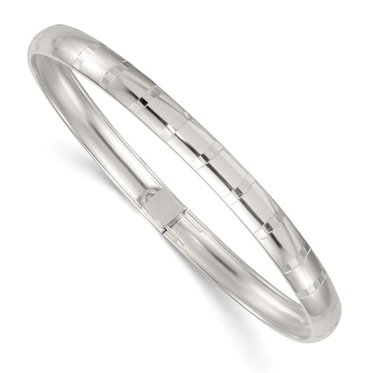Sterling Silver Polished and Diamond-cut 6.0mm Flexible Bangle QB1616
