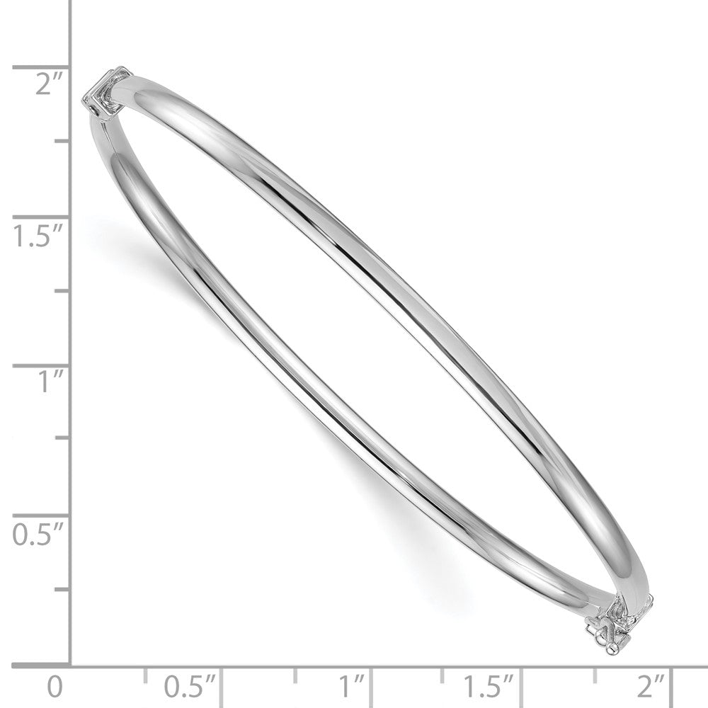 Sterling Silver Rhodium-plated Polished 3.00mm Hinged Bangle QB1617