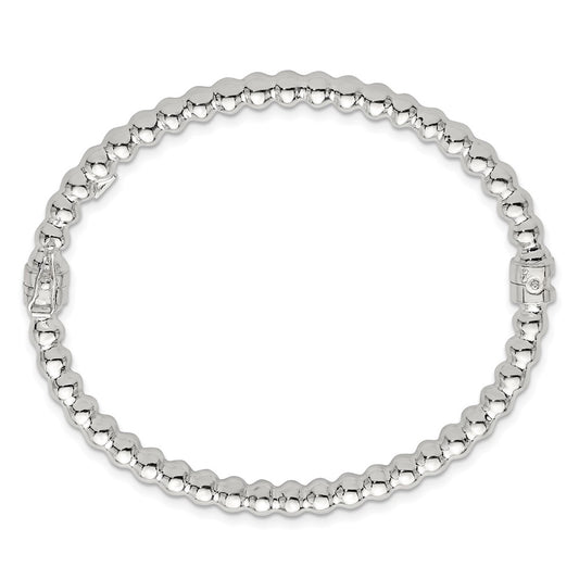 Sterling Silver Polished Beaded Design 5.00mm Hinged Bangle QB1622