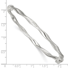 Sterling Silver Polished and Textured Twisted 4.00mm Hinged Bangle QB1623