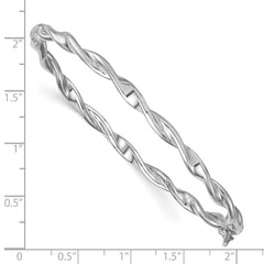 Sterling Silver Rhodium-plated Polished Twisted 4.00mm Hinged Bangle QB1624