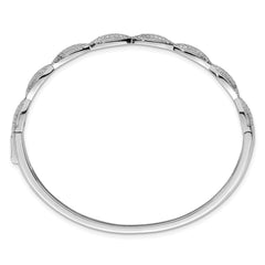 Sterling Silver Rhodium-plated Polished Fancy Scalloped CZ Hinged Bangle QB1629