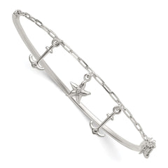 Sterling Silver Polished Anchor and Starfish Charms Half Bangle Bracelet QB1632