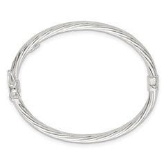 Sterling Silver Polished Twisted and Textured 3.00mm Hinged Baby Bangle QB1636