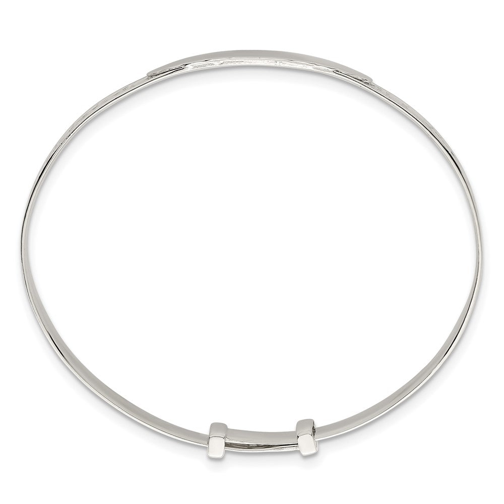 Sterling Silver Polished Claddagh Childrens Expandable Slip-on ID Bangle QB1646