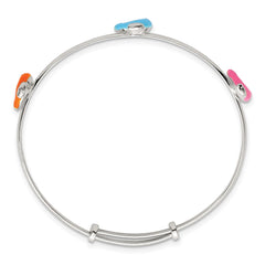 Sterling Silver Blue/Pink/Black Enamel Dolphins Childrens Expandable Slip-on Bangle QB1649