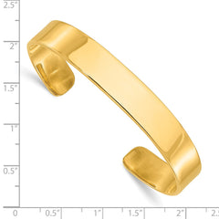 Sterling Silver Gold-tone 9.75mm Cuff Bangle Bracelet QB179GP