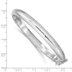 Sterling Silver Rhodium-plated 7mm Fancy Hinged Bangle Bracelet QB18