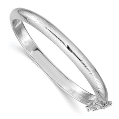 Sterling Silver RH-plated Polished D/C 5mm Hinged Baby Bangle Bracelet QB19