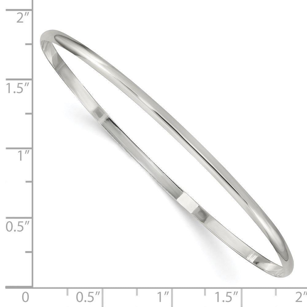 Sterling Silver 2.25mm Solid Polished Plain Slip-On Bangle Bracelet QB235