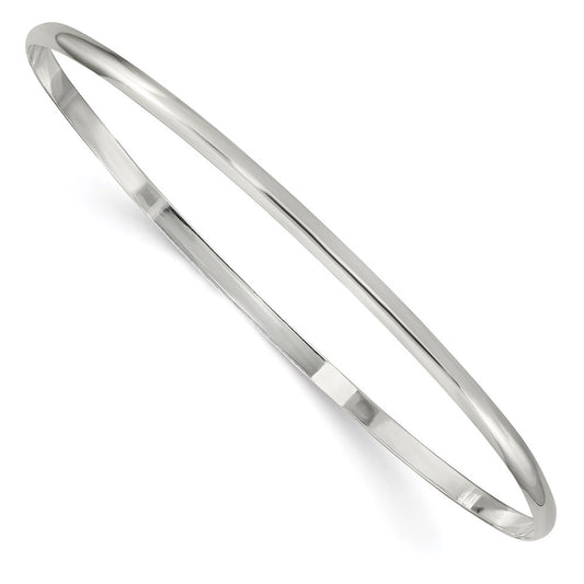 Sterling Silver 2.25mm Solid Polished Plain Slip-On Bangle Bracelet QB235