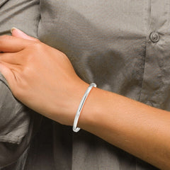Sterling Silver 4mm Solid Polished Plain Slip-On Bangle Bracelet QB237