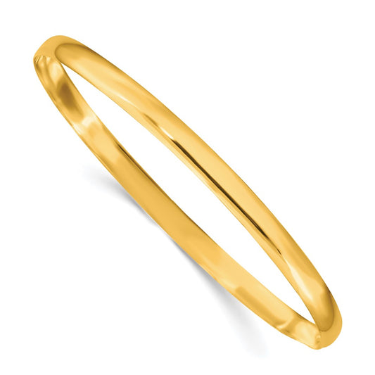 Sterling Silver Gold-tone 4mm Solid Polished Plain Slip-On Bangle Bracelet QB237GP