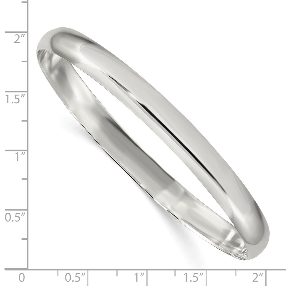 Sterling Silver 6.25mm Solid Polished Plain Slip-On Bangle Bracelet QB239