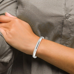 Sterling Silver 7mm Solid Polished Plain Slip-On Bangle Bracelet QB240