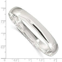 Sterling Silver 9mm Solid Polished Plain Slip-On Bangle Bracelet QB241