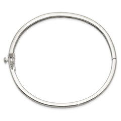 Sterling Silver Rhodium-plated Clear CZ Oval Hinged Bangle Bracelet QB262