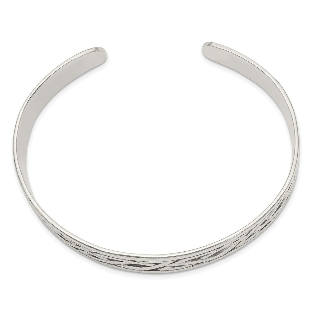 Sterling Silver Antiqued 12.5mm Celtic Design Cuff Bangle Bracelet QB356