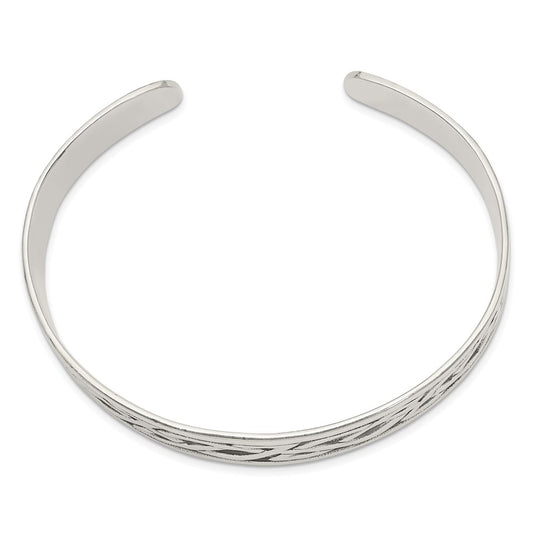 Sterling Silver Antiqued 12.5mm Celtic Design Cuff Bangle Bracelet QB356