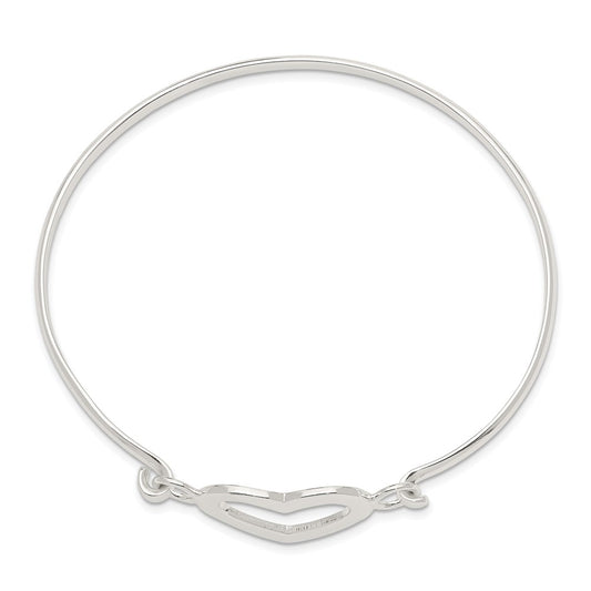 Sterling Silver Heart Bangle Bracelet QB407