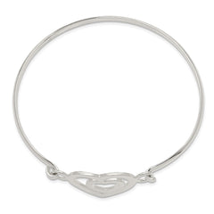 Sterling Silver Heart within a Heart Bangle Bracelet QB408
