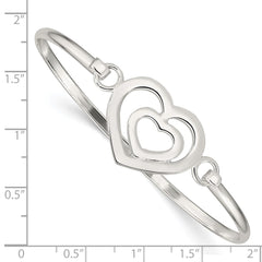 Sterling Silver Heart within a Heart Bangle Bracelet QB408