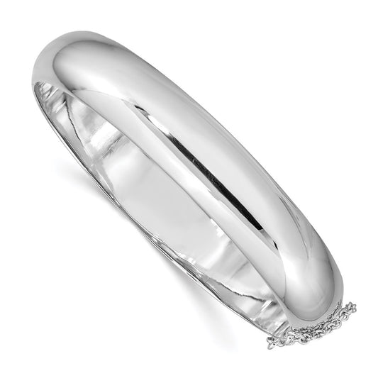 Sterling Silver Rhodium-plated 12.00mm Hinged Bangle Bracelet QB40