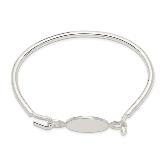 Sterling Silver Bangle w/Round ID Plate Bracelet QB412