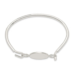 Sterling Silver Bangle w/Round ID Plate Bracelet QB412