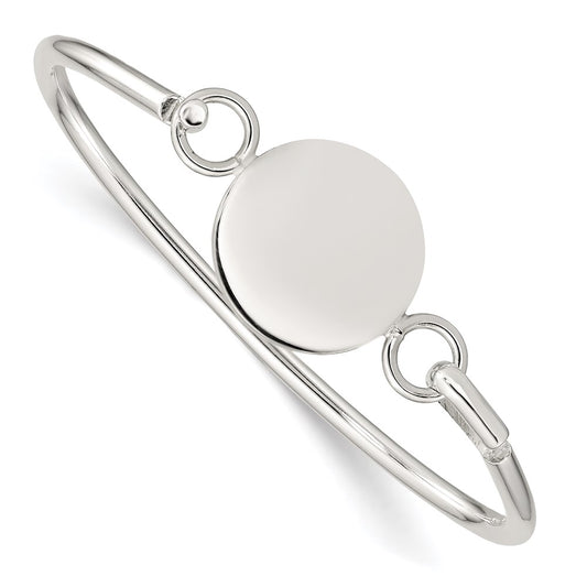 Sterling Silver Bangle w/Round ID Plate Bracelet QB412