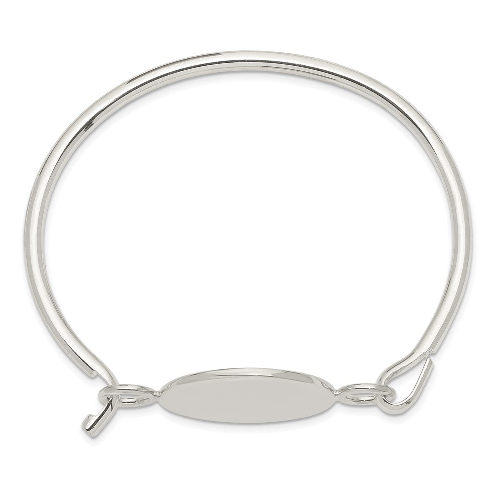 Sterling Silver Bangle w/Round ID Plate Bracelet QB413