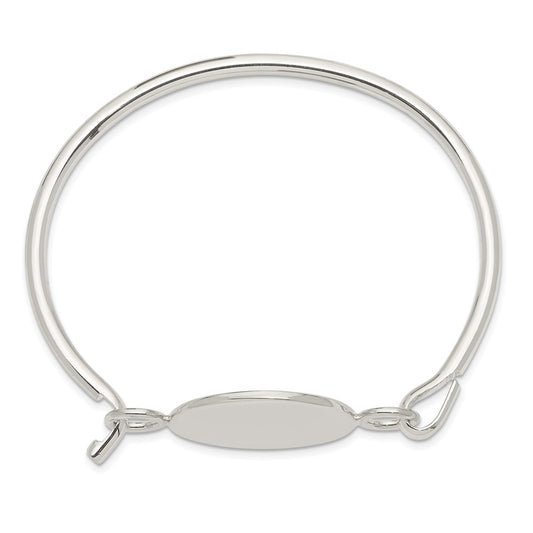 Sterling Silver Bangle w/Round ID Plate Bracelet QB413