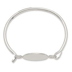 Sterling Silver Bangle w/Round ID Plate Bracelet QB413