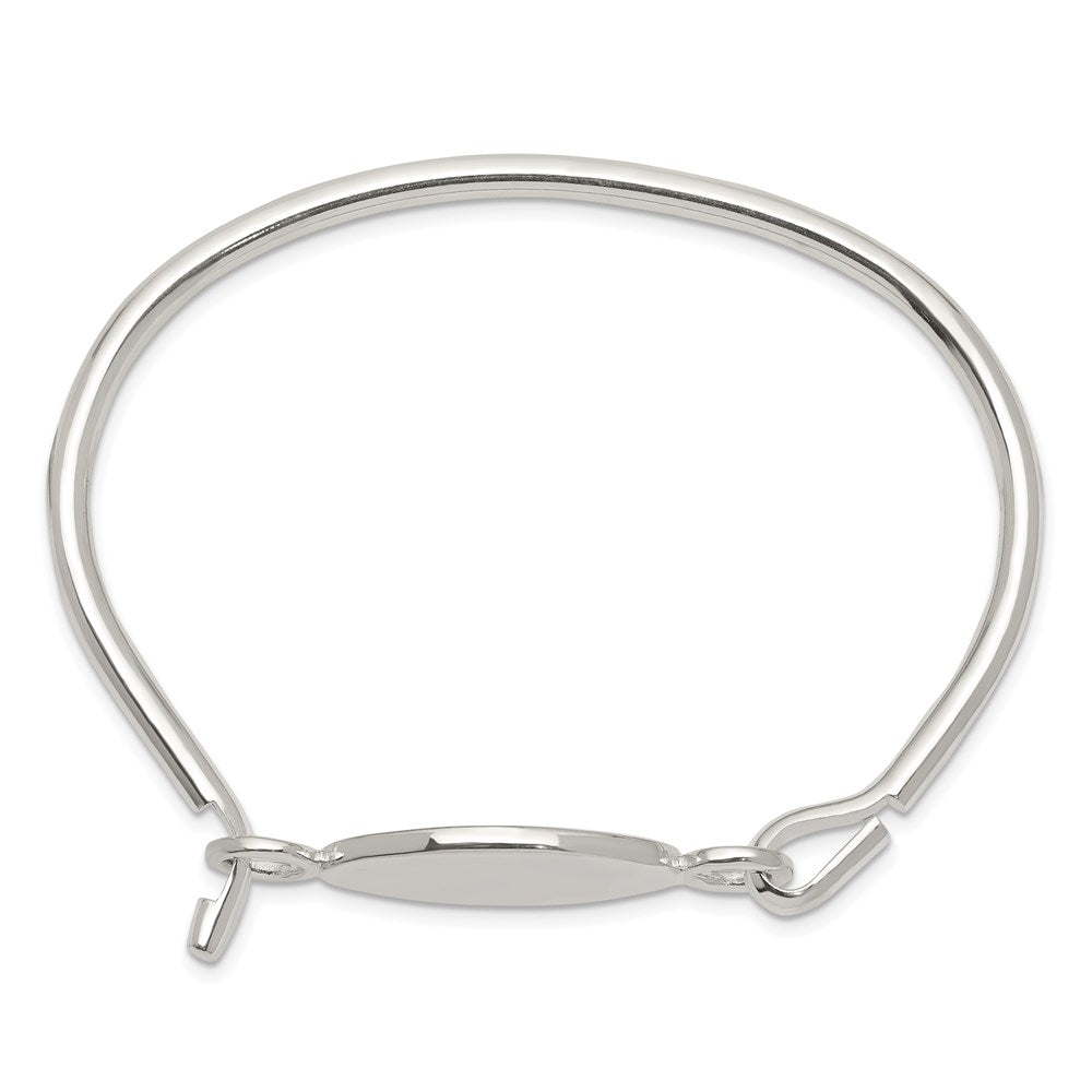 Sterling Silver Bangle w/Oval ID Plate Bracelet QB414
